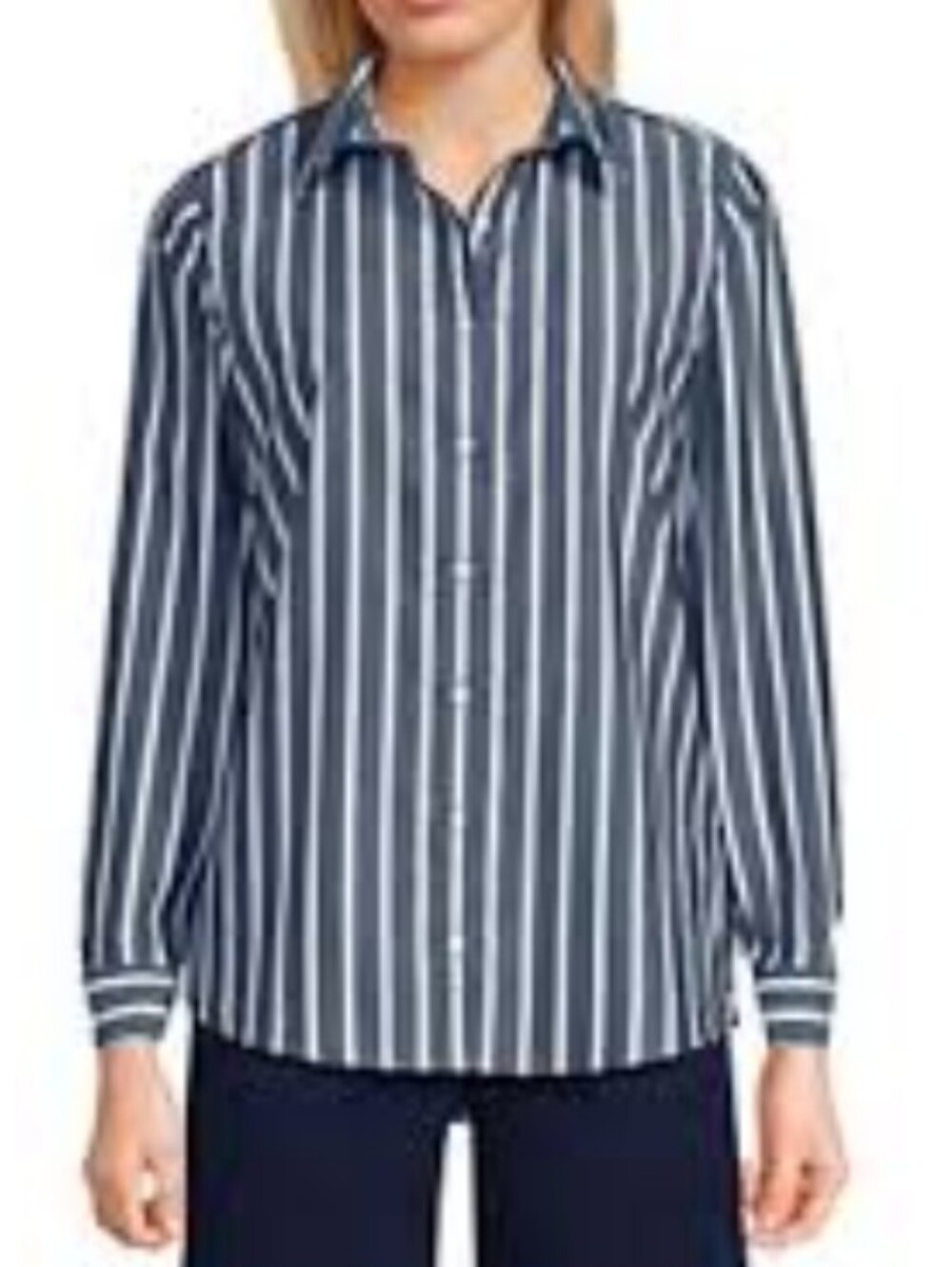 LANDS' END cotton chambray stripe 12